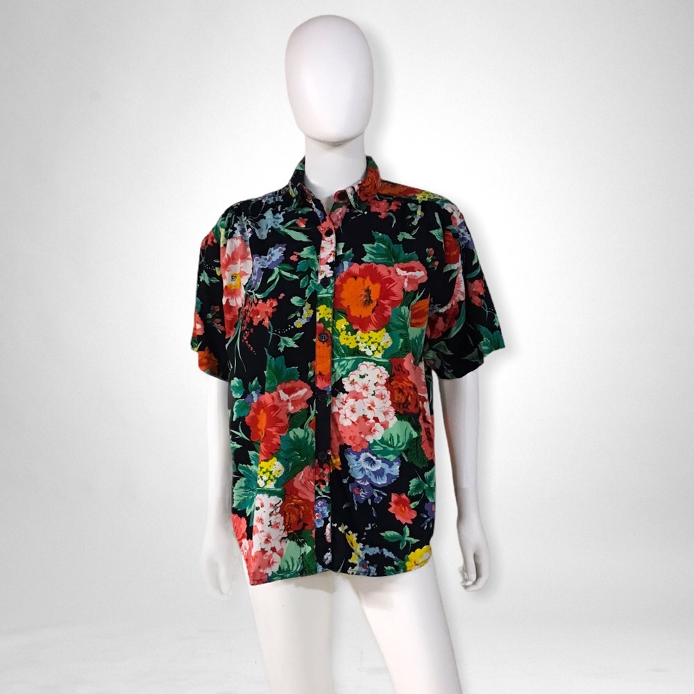 Vintage Essex Junction  Short Sleeve Floral Shirt